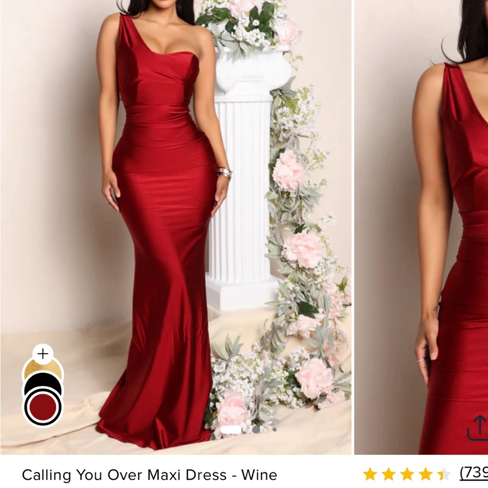 Fashion nova Bridesmaid Elegant Burgundy One-Shoulder Maxi Dress